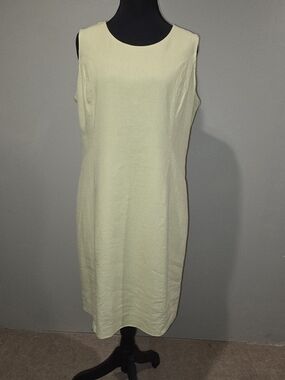 Bice Pale Yellow Midi Dress - Minimal Crew Neck